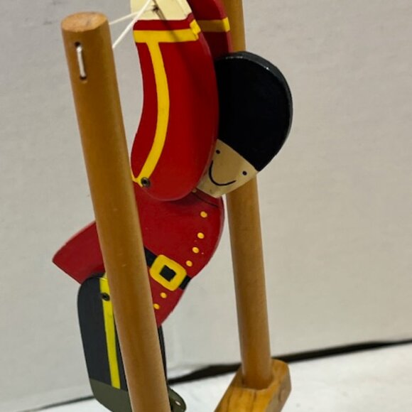 VTG Wooden Soldier Acrobat Flipper Toy Trapeze Sri Lanka Handmade 9.5"Tall - Picture 4 of 15